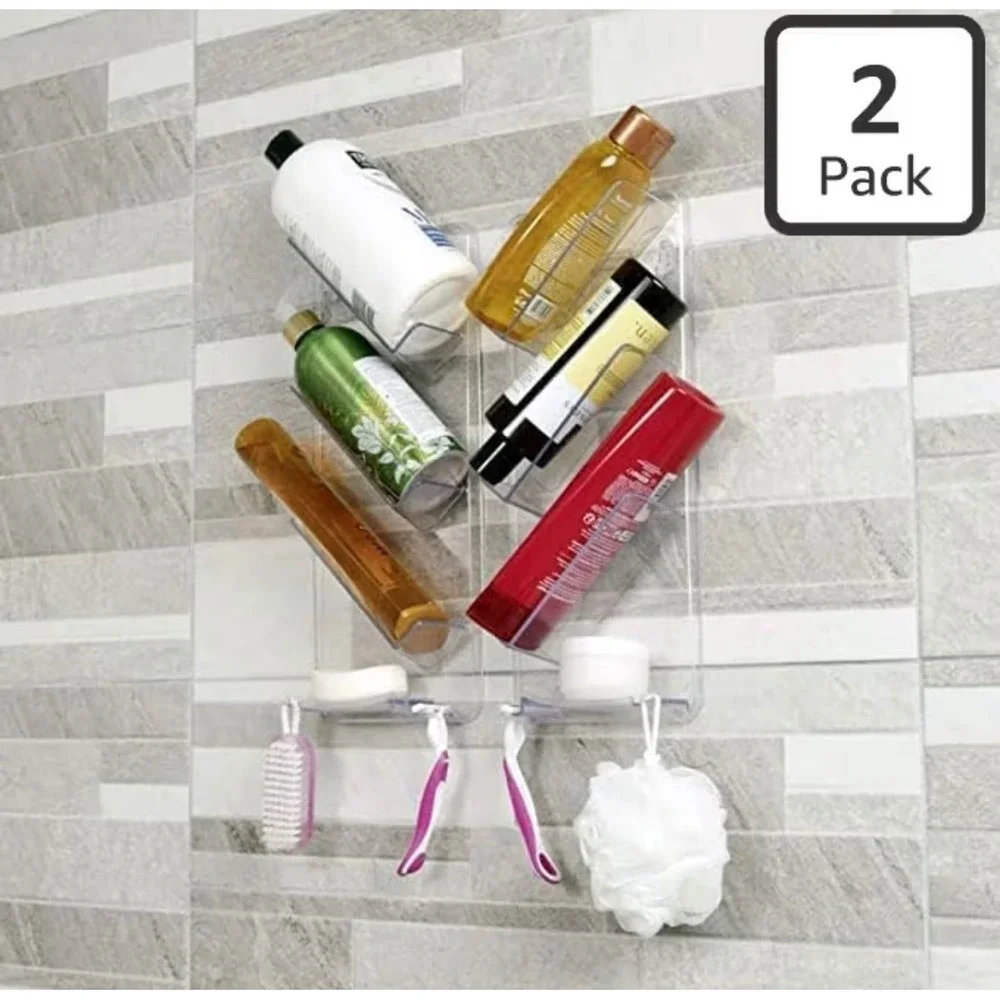 ShowerGem Caddy and Organizer Set of 2 Clear Bathroom Shower Storage Rack New